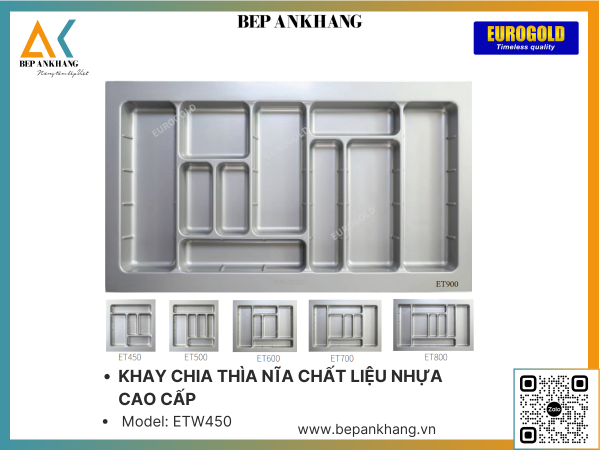 KHAY CHIA THÌA NĨA CHẤT LIỆU NHỰA CAO CẤP EUROGOLD ETW450 - 450mm - MÀU TRẮNG